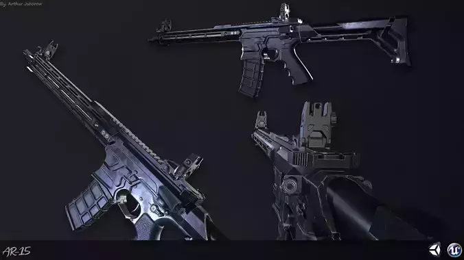 AR15 custom Low-poly 3D model