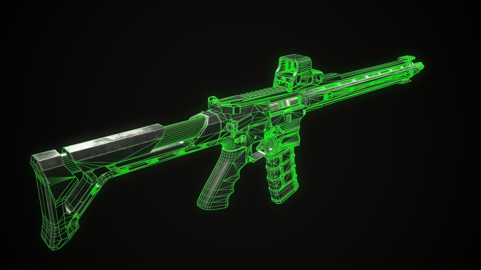 AR15 custom Low-poly 3D model_12