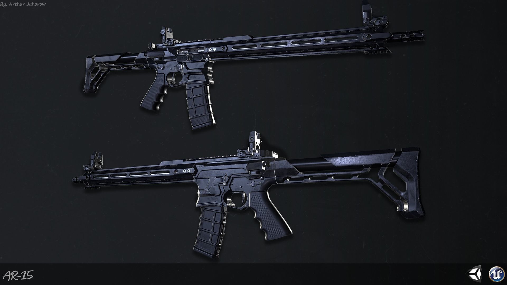 AR15 custom Low-poly 3D model_1