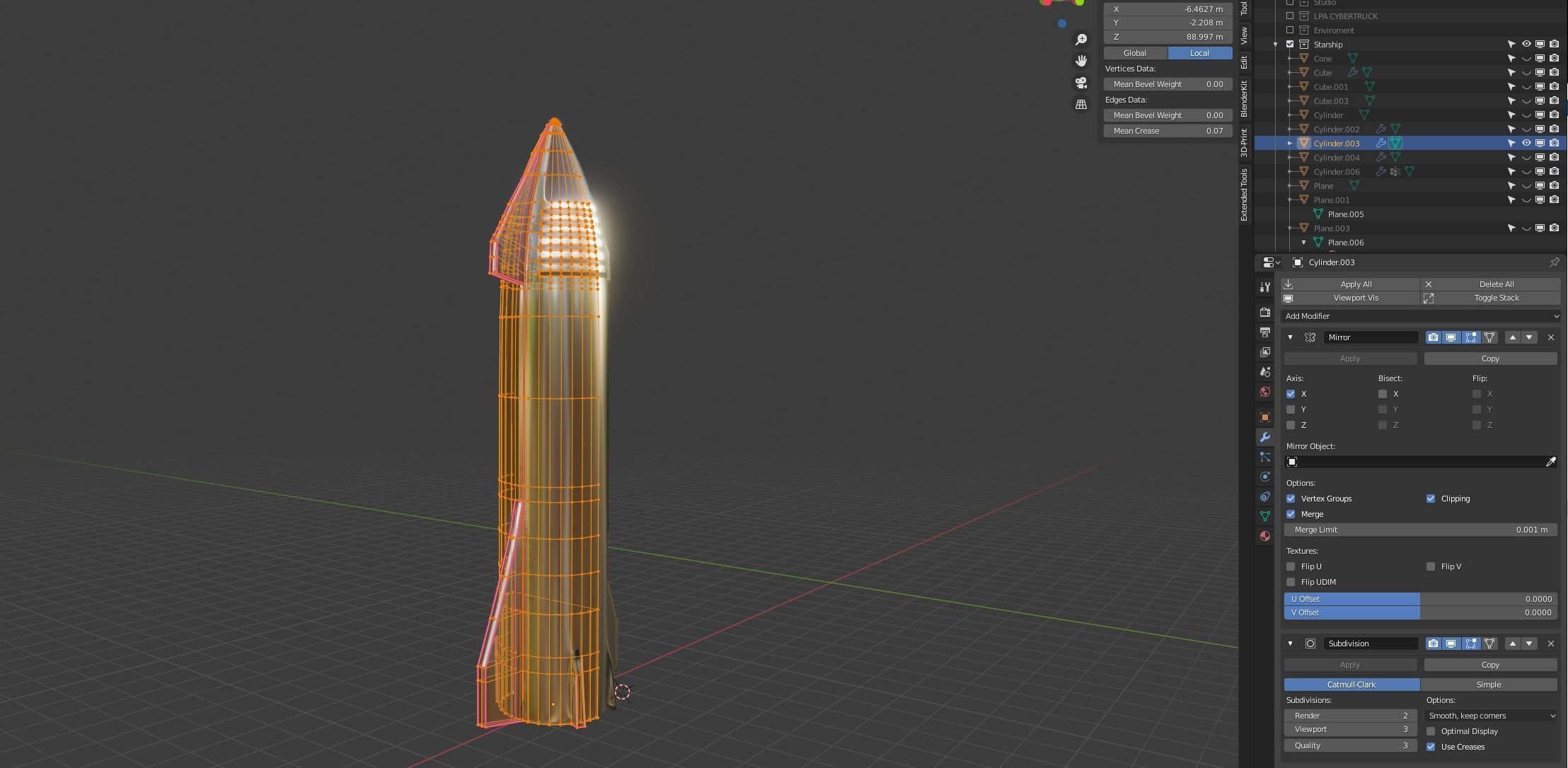 SpaceX Starship Elon Musk Mars Ship very nice detail Low-poly 3D model_8