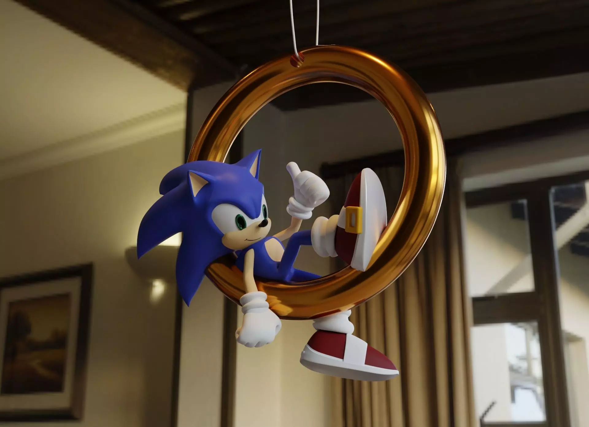 Sonic hedgehog ornament 3D print model_0