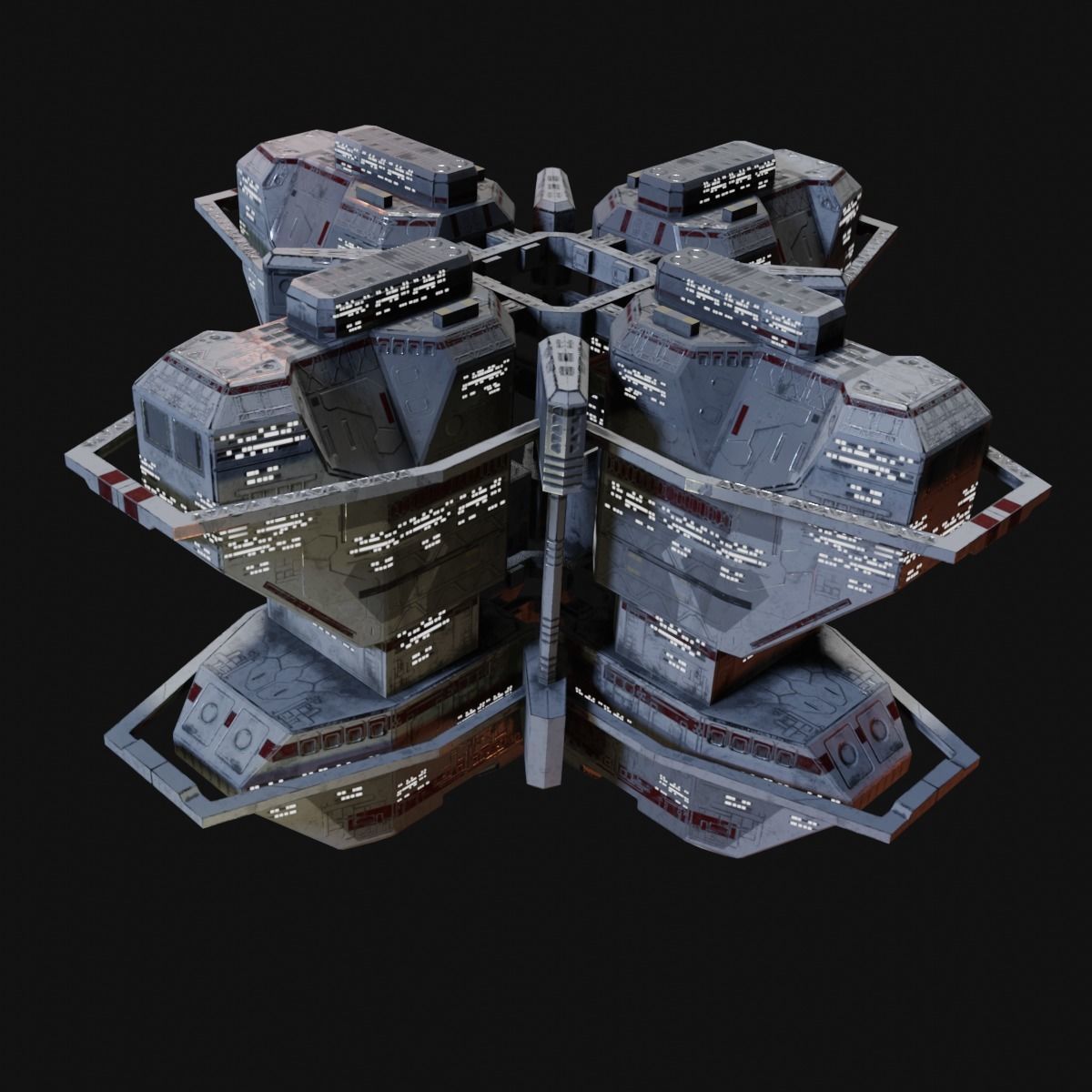 PBR Realtime Space Station Low-poly 3D model_2