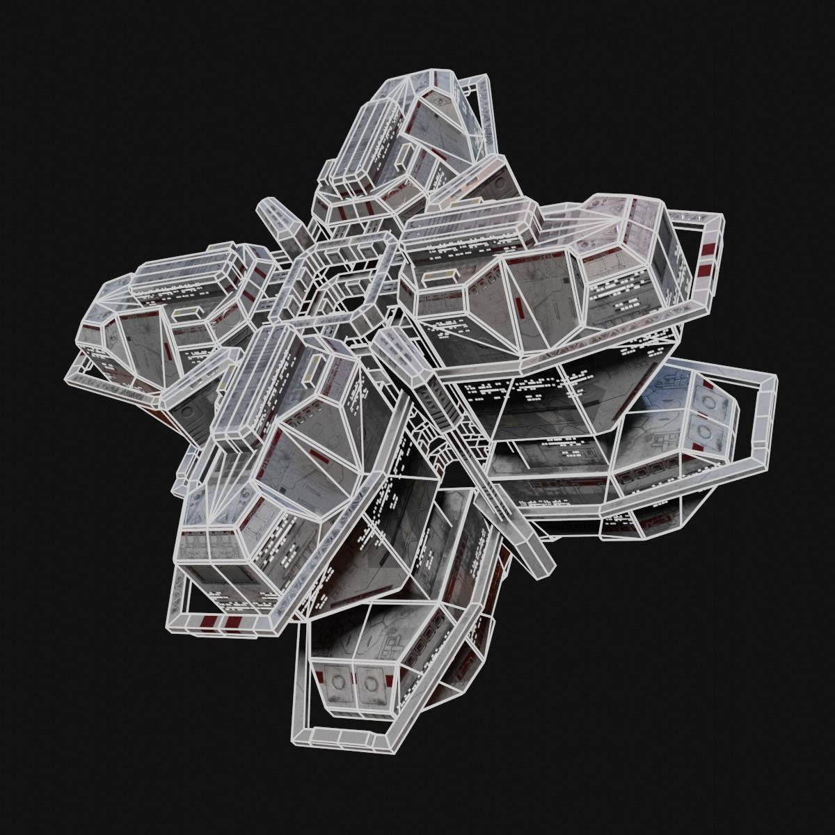 PBR Realtime Space Station Low-poly 3D model_11