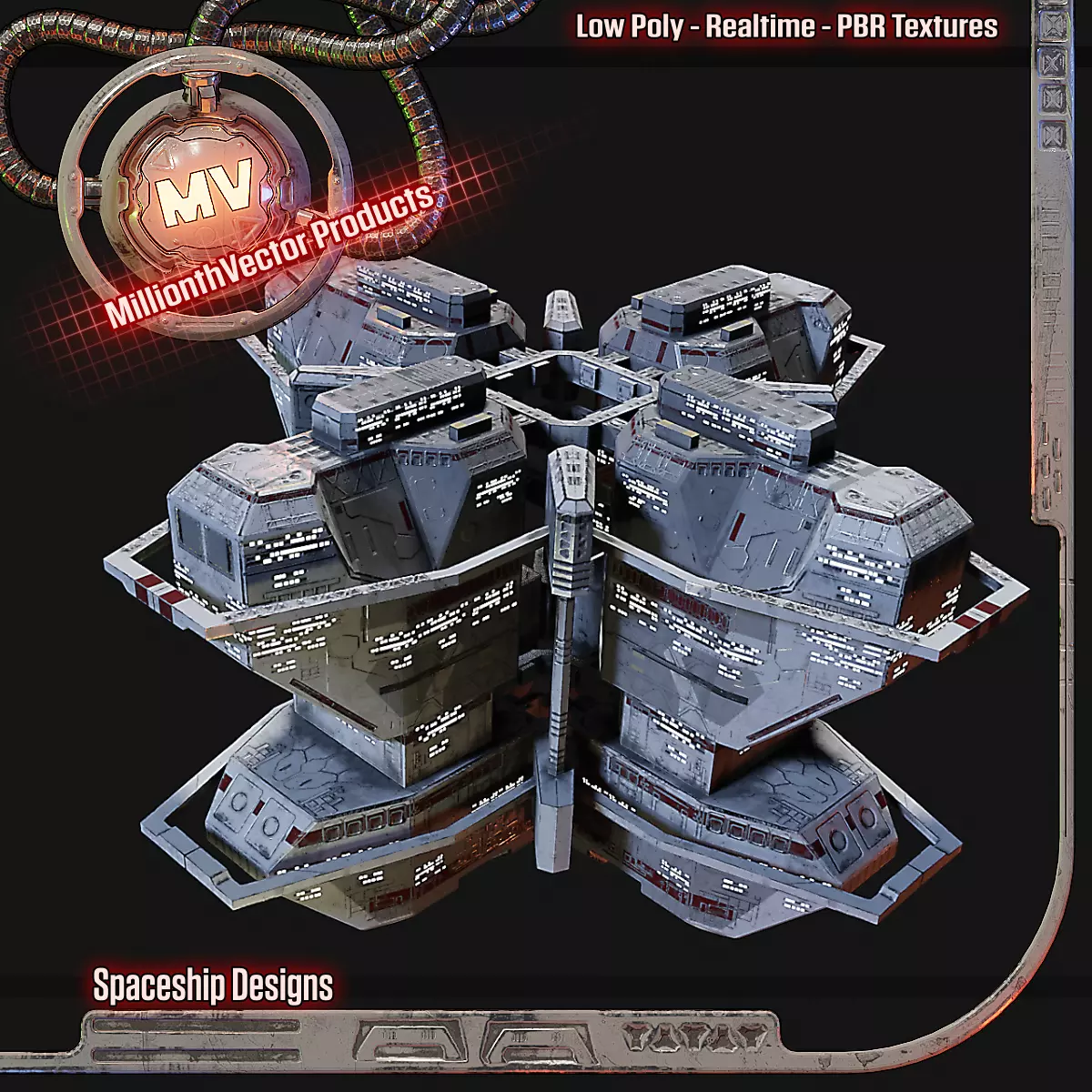 PBR Realtime Space Station Low-poly 3D model_0