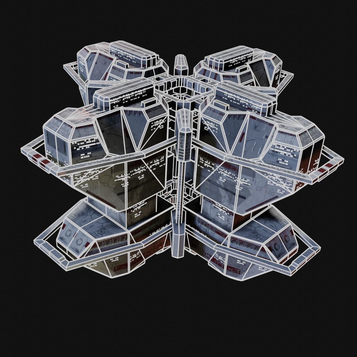 PBR Realtime Space Station Low-poly 3D model_9