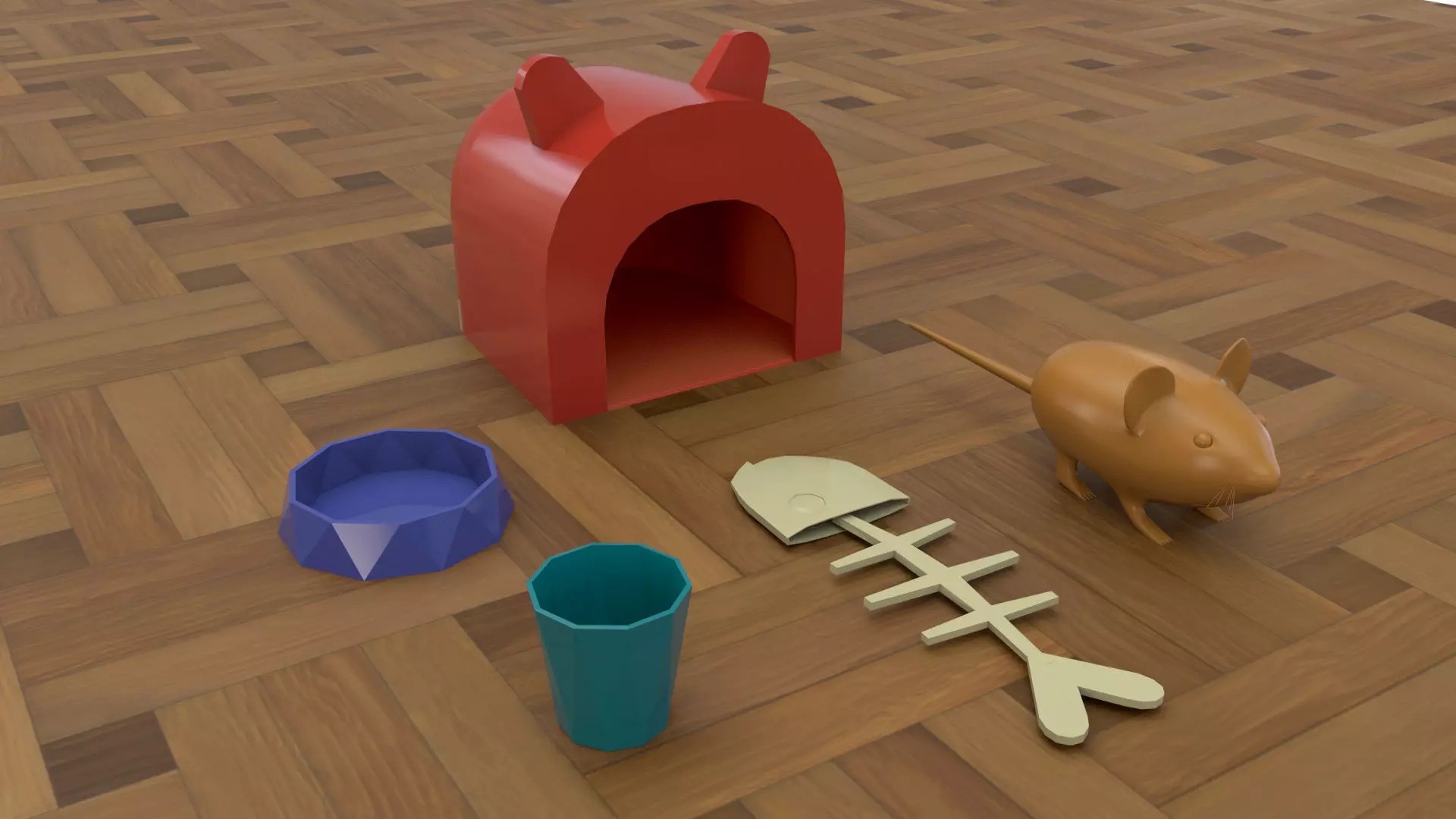 3D Toys set dog house and other Low-poly 3D model_0