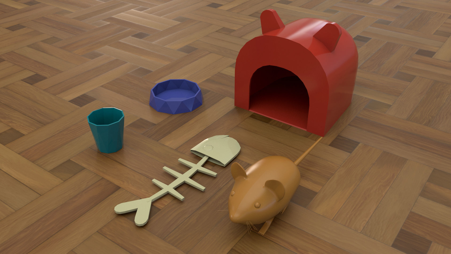 3D Toys set dog house and other Low-poly 3D model_1
