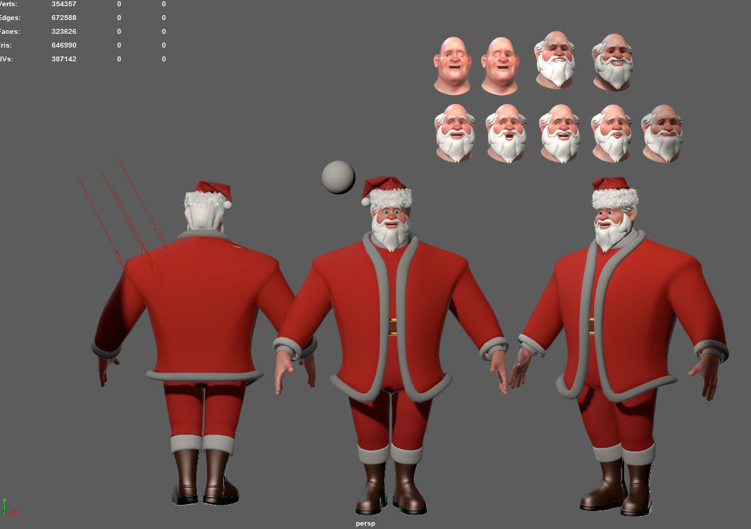 Santa Claus Big Hero with blendshapes 3D model_9