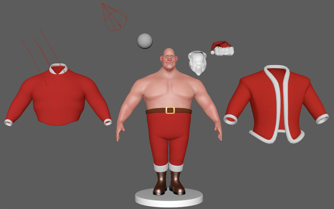 Santa Claus Big Hero with blendshapes 3D model_11