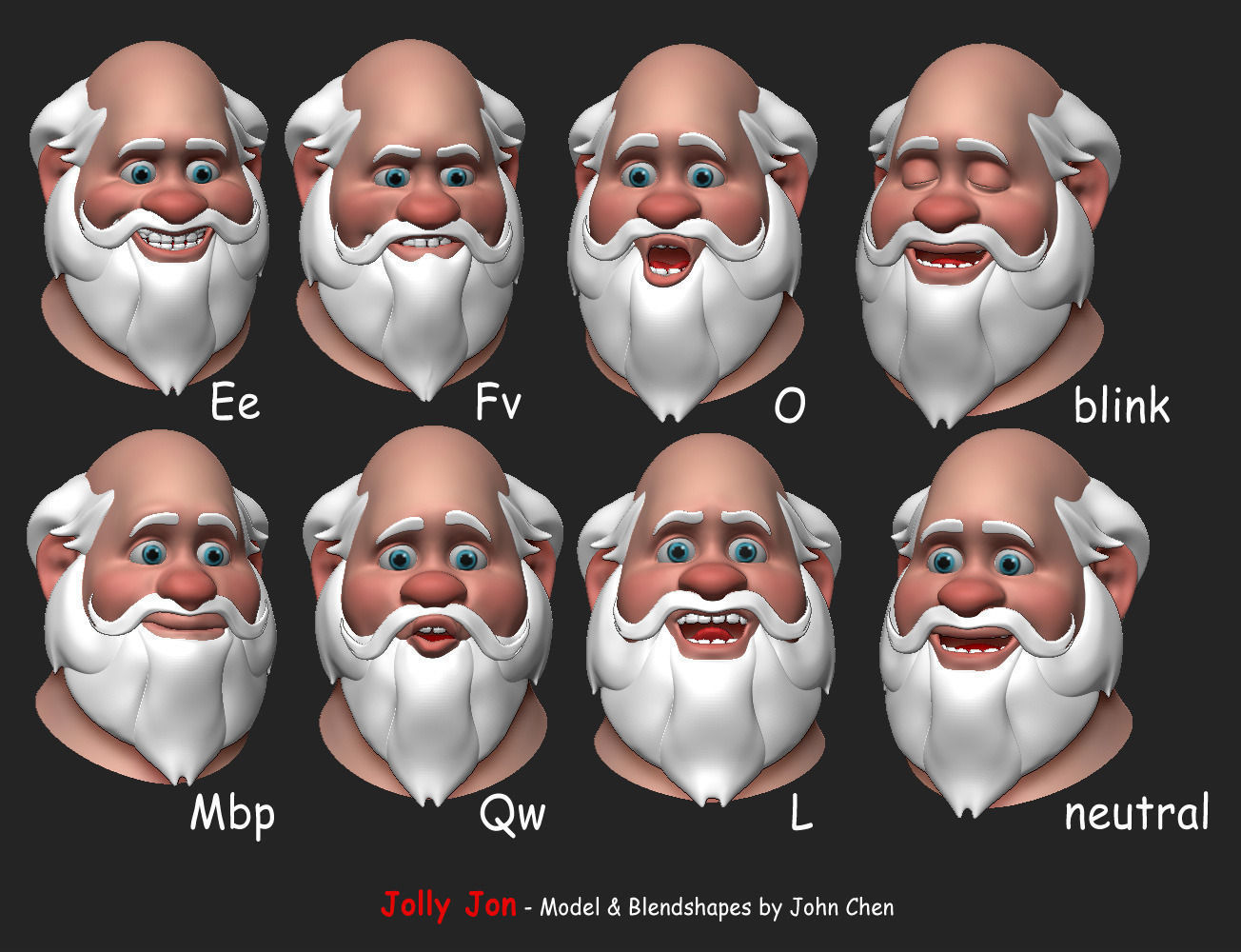Santa Claus Big Hero with blendshapes 3D model_8