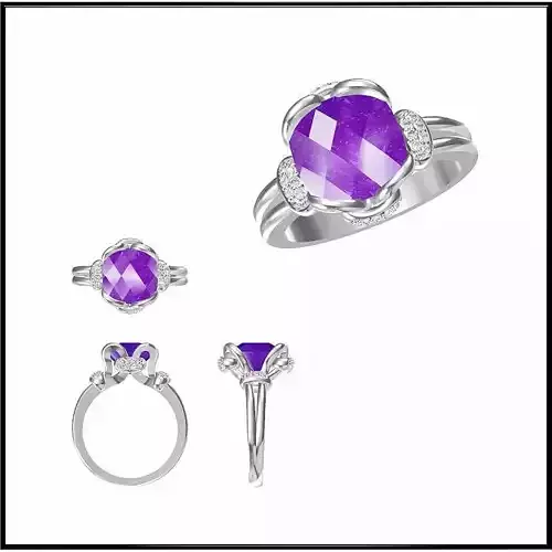 JCD Format Rose gold color stone rings cad jewellery design