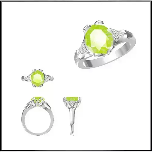 JCD Format Rose gold color stone rings cad color stone ring