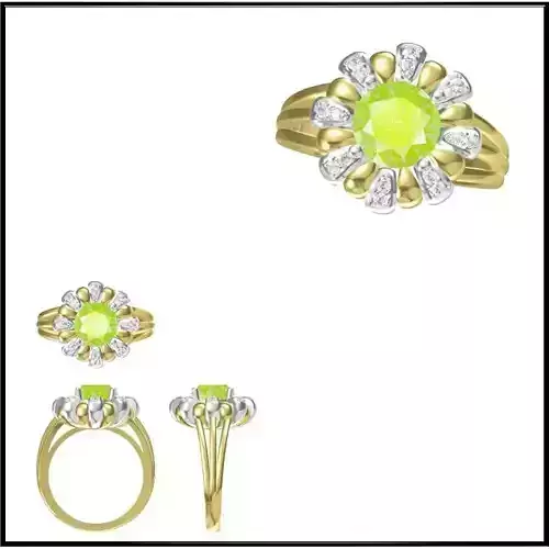 JCD Format Rose gold color stone rings autocad jewelry