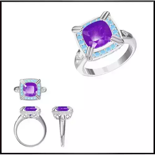 JCD Format Rose gold color stone rings 3d jewelry cad