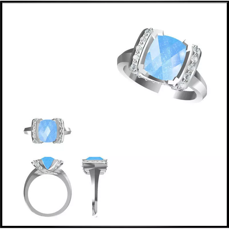 JCD Format Minimalist color stone rings cad color stone ring 3D print model