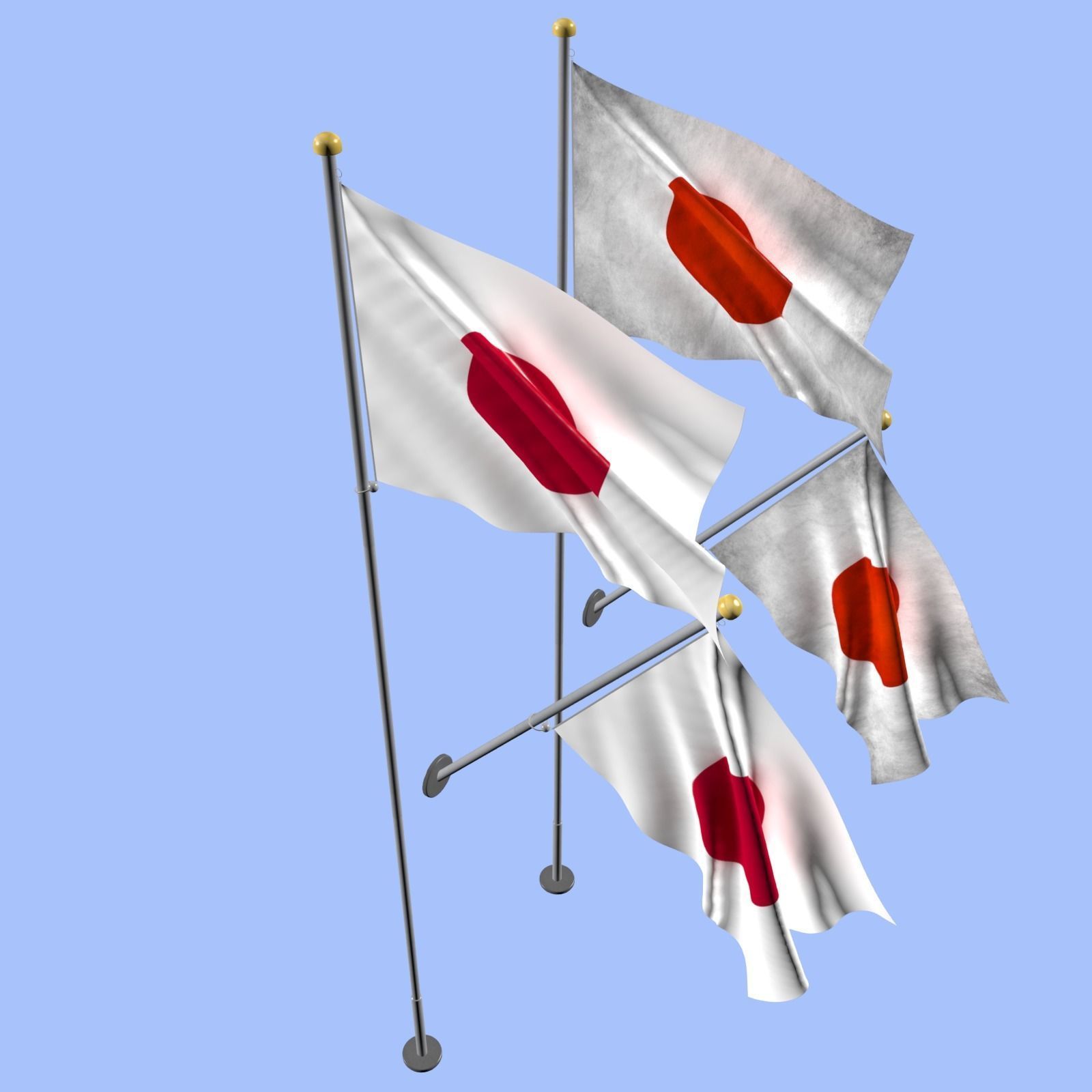 Japan Flag 3D model MAX OBJ 3DS FBX C4D