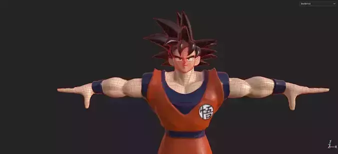 T pose character dragonball son goku Low-poly 3D model