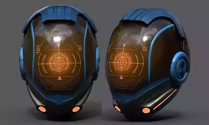 Helmet scifi fantasy pilot military combat low poly human  Low-poly 3D model