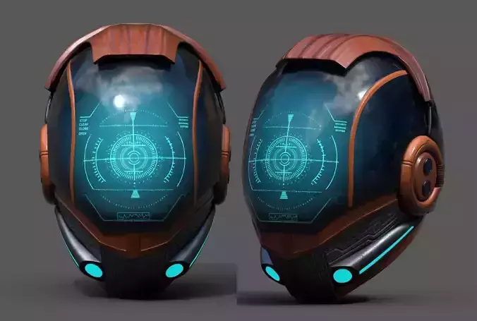 Helmet scifi fantasy pilot cyborg robot military combat soldier  Low-poly 3D model