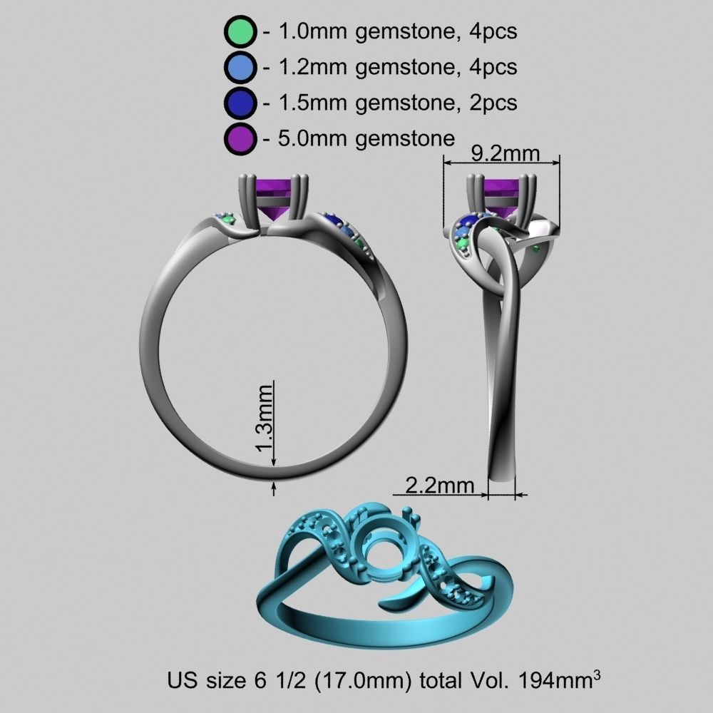 Fashion Golden Ring 3D print model_16