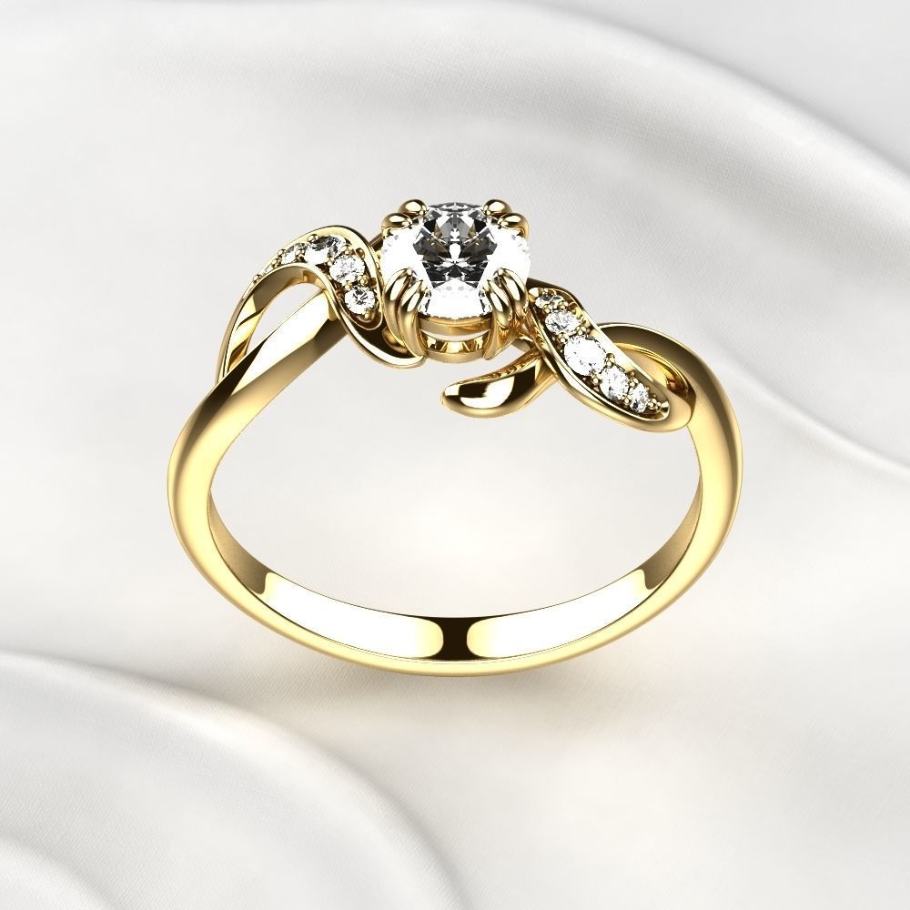 Fashion Golden Ring 3D print model_9