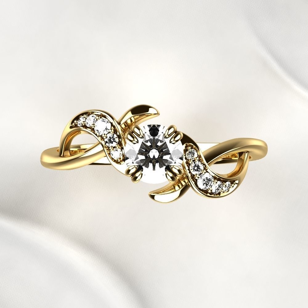 Fashion Golden Ring 3D print model_10