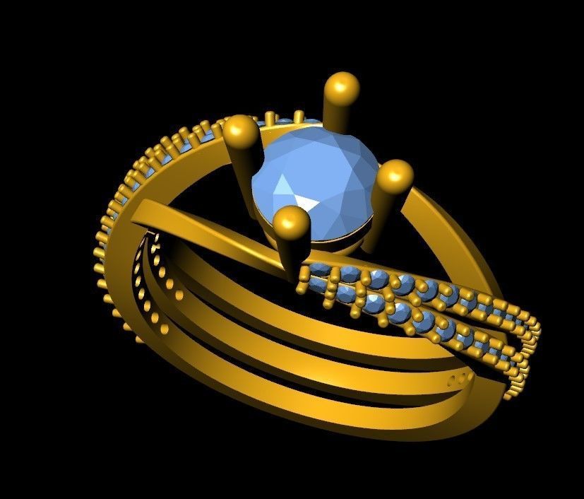 Princess Cut Diamond Ring  3D print model_6