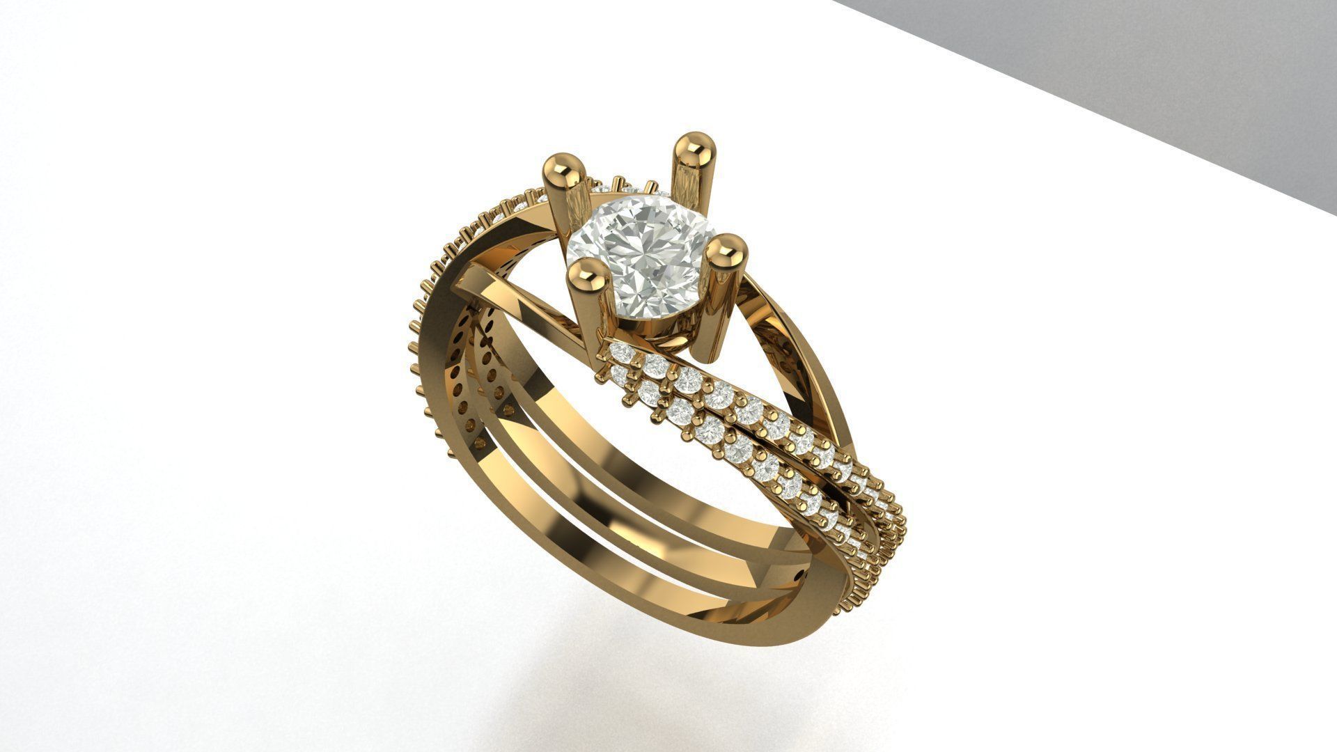 Princess Cut Diamond Ring  3D print model_1