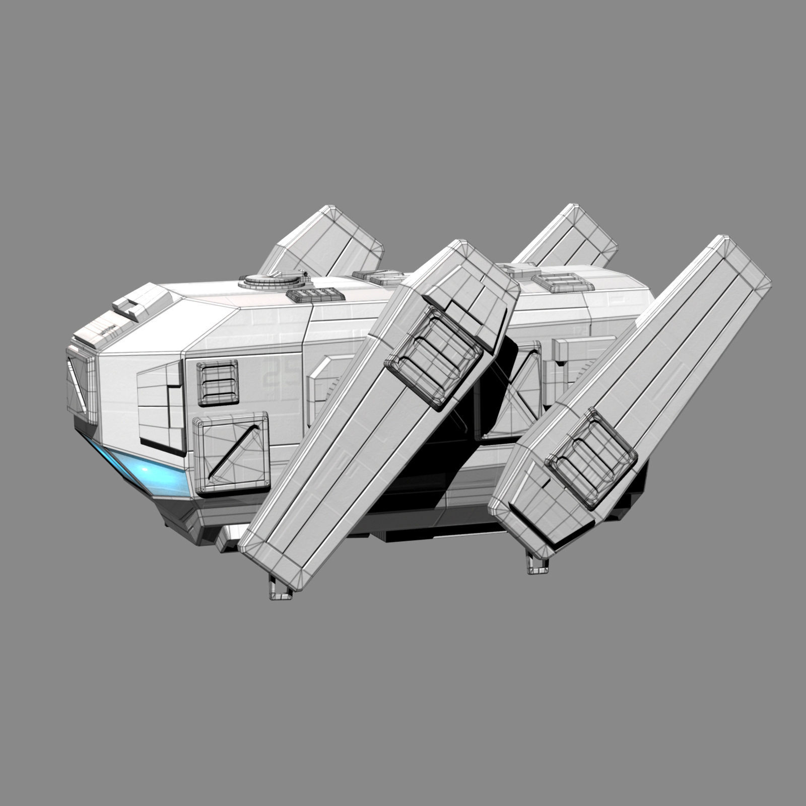 Drone Type Low-poly 3D model_9