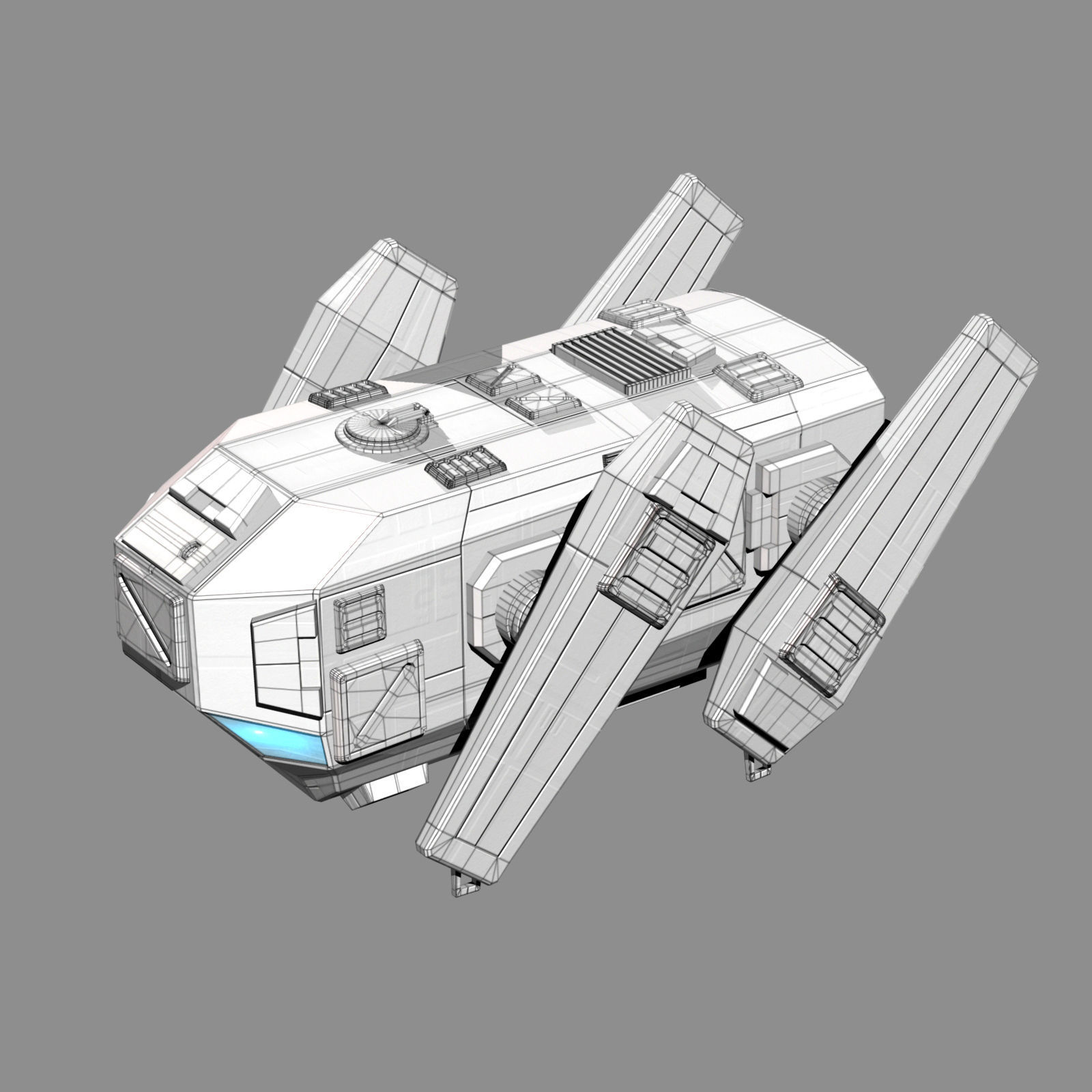 Drone Type Low-poly 3D model_7