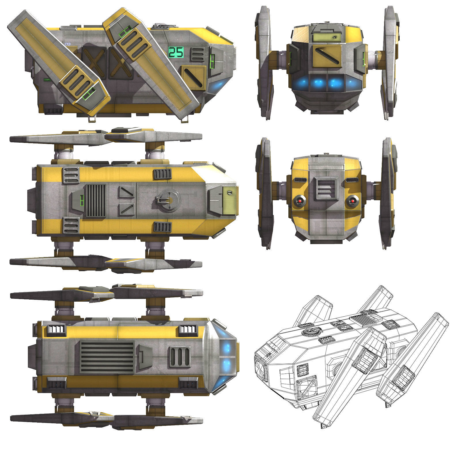 Drone Type Low-poly 3D model_10