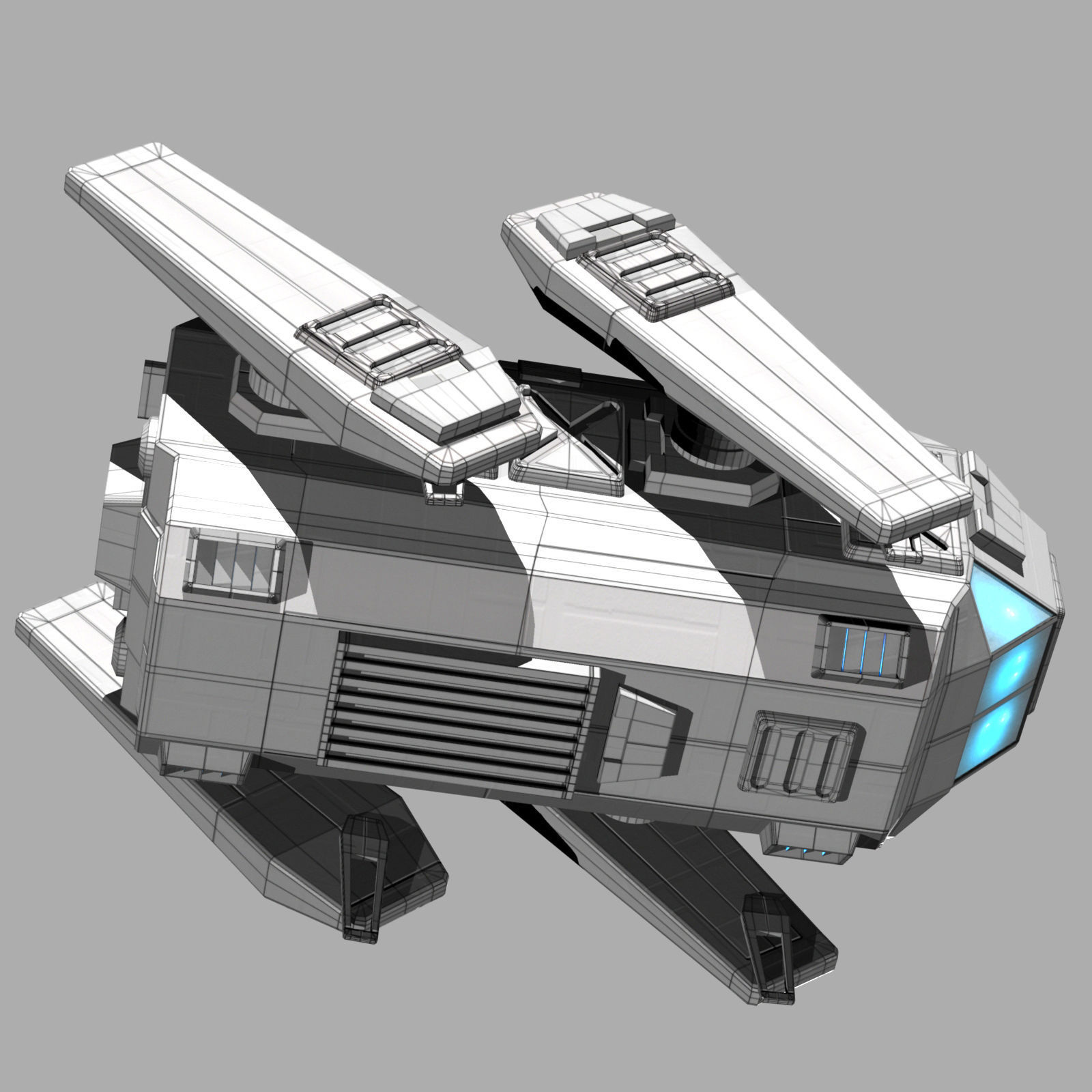 Drone Type Low-poly 3D model_8