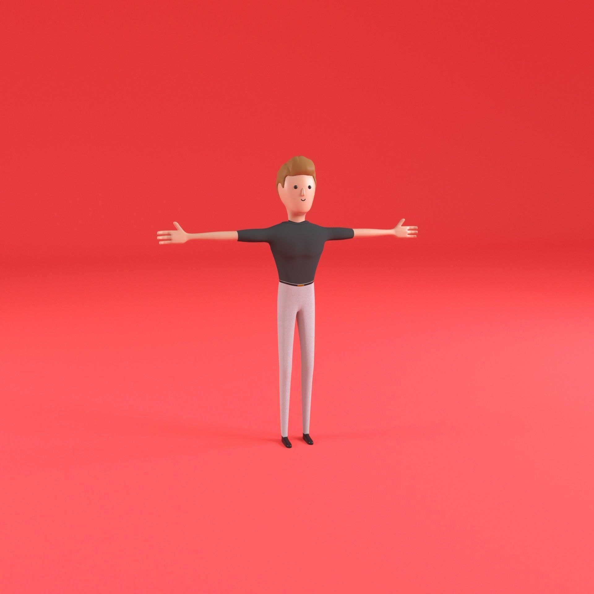 Male Character Chuck Low-poly 3D model_6