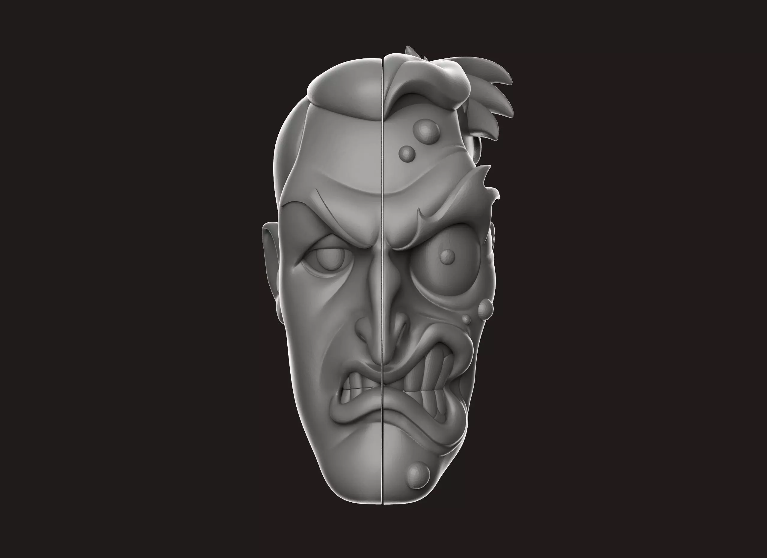 Two Face Head 3D print model_0