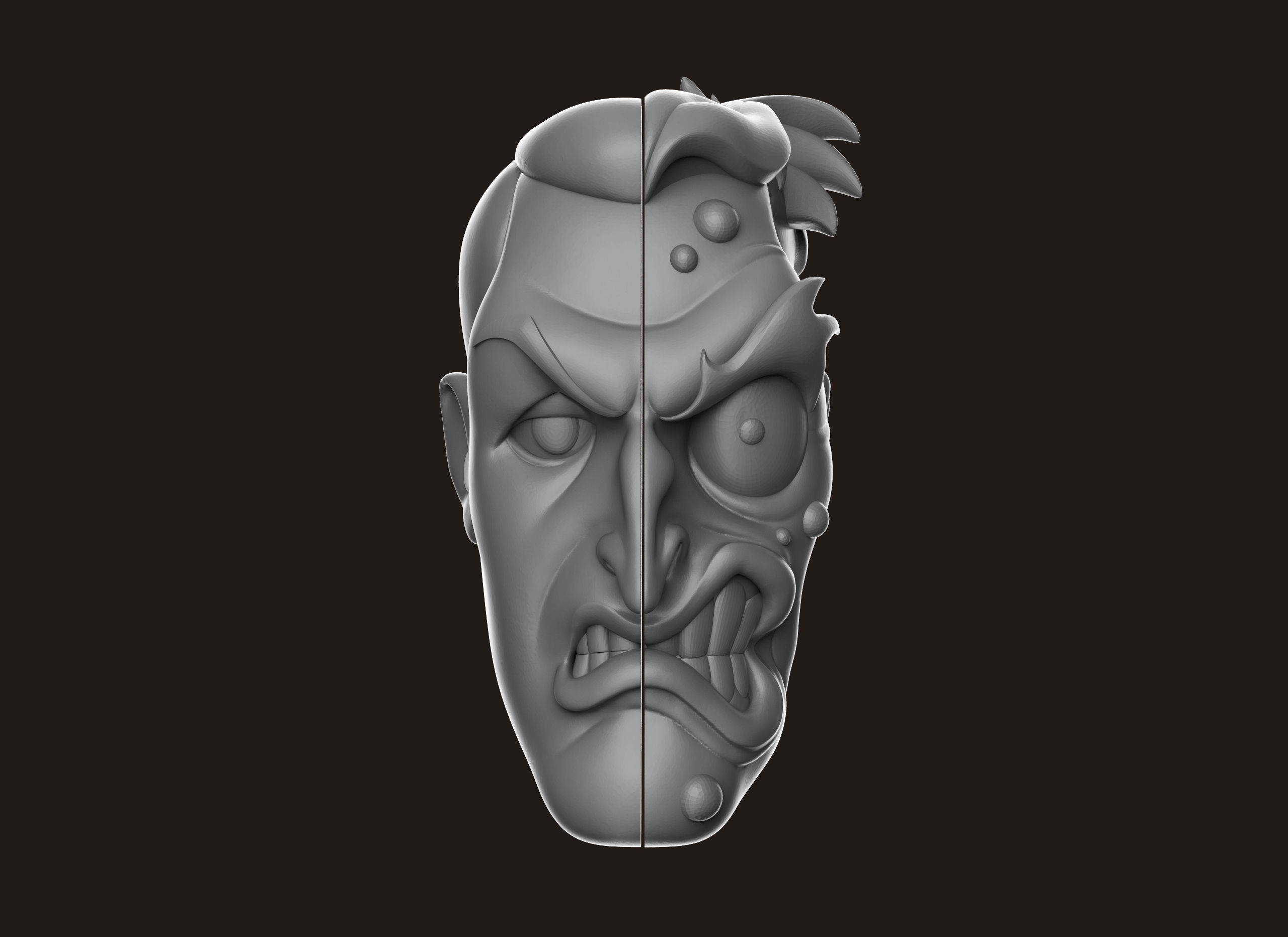 Two Face Head 3D print model_17