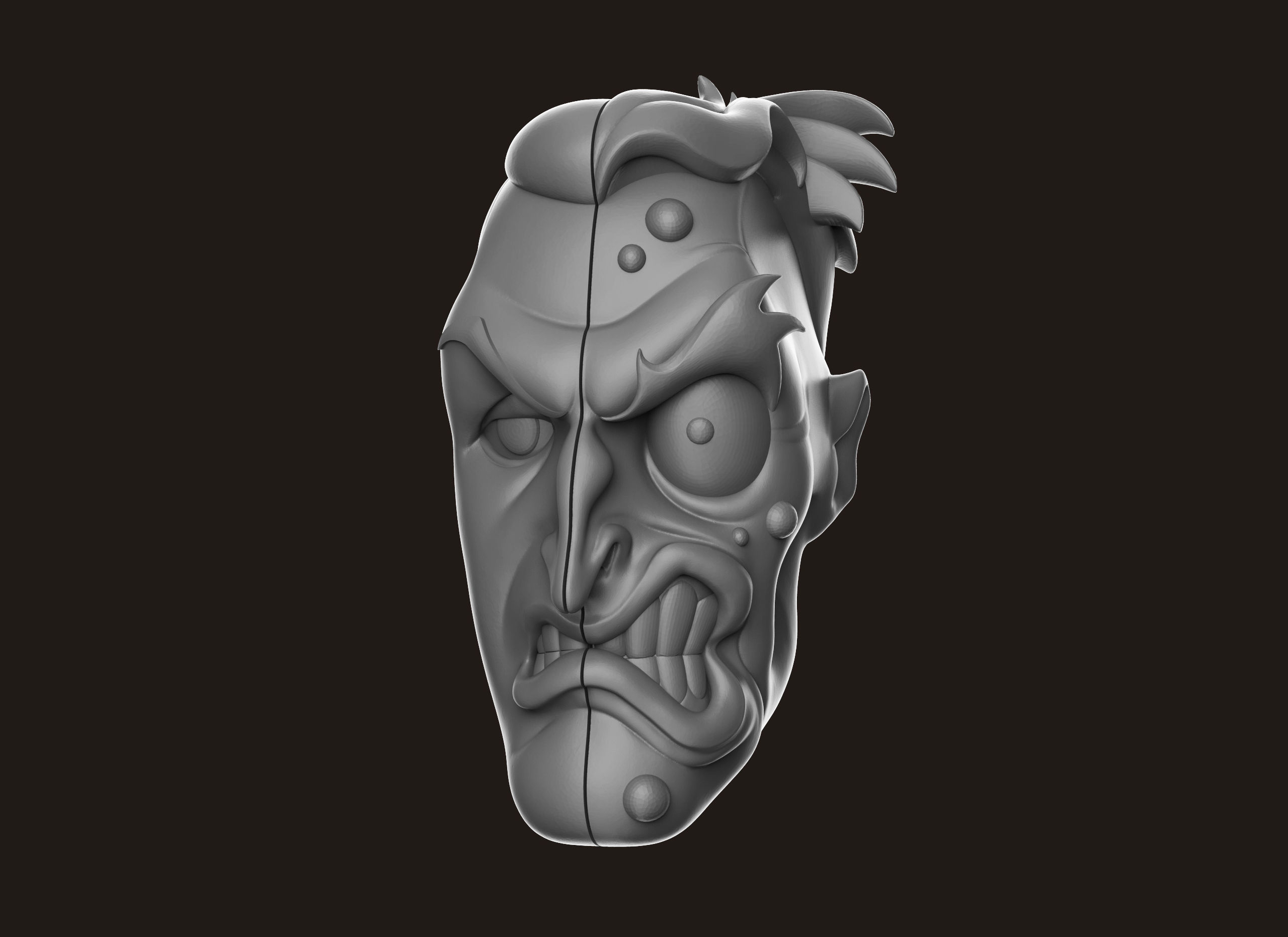 Two Face Head 3D print model_11