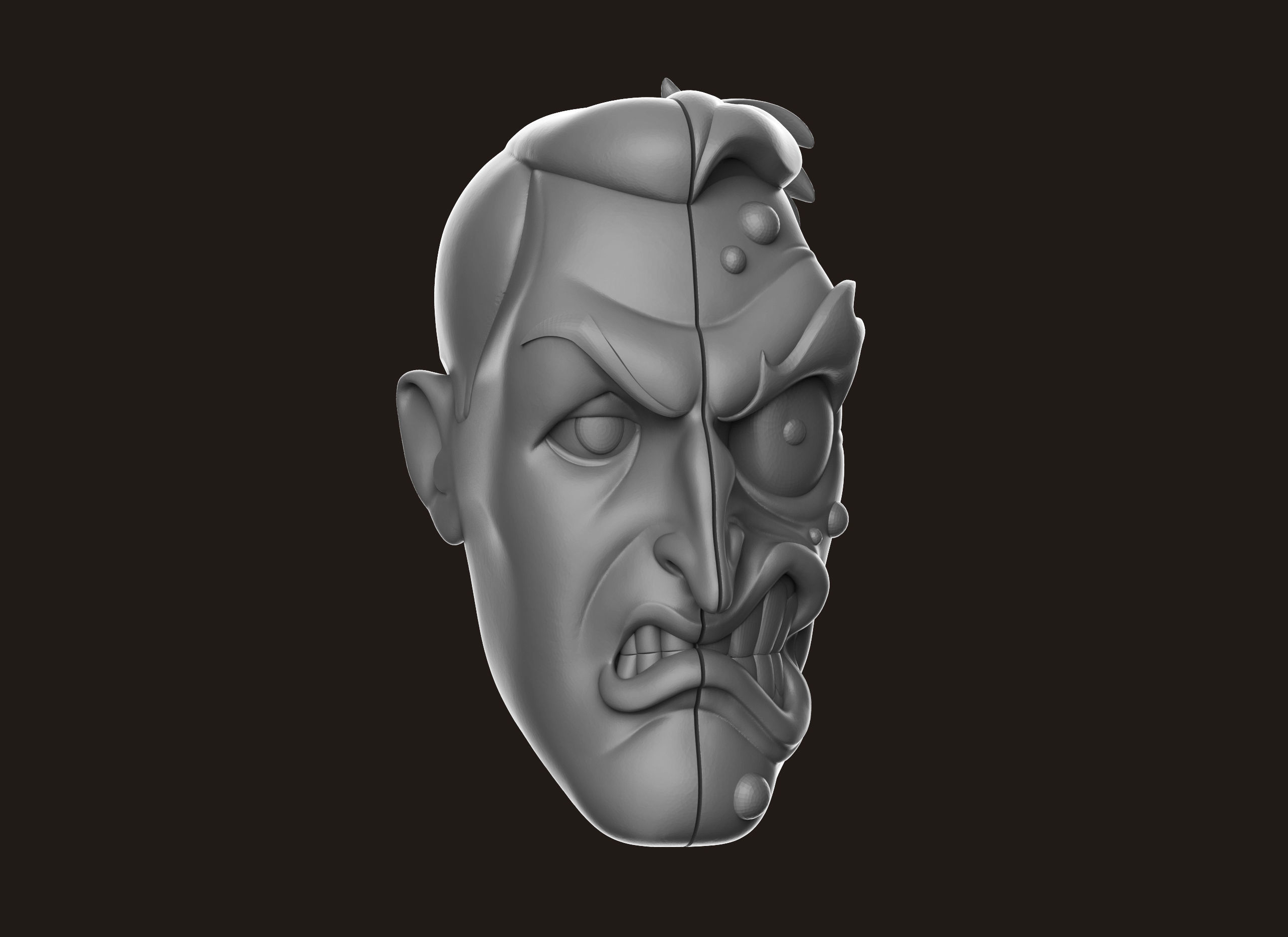 Two Face Head 3D print model_16