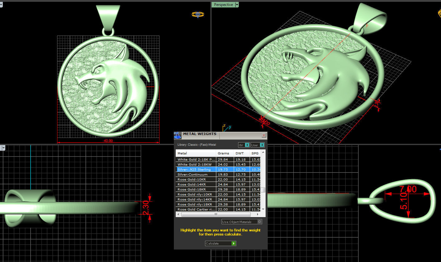 Witcher Amulet Wolf  3D print model_6