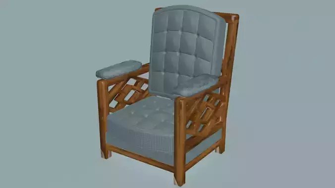 Classical wooden and cotton armchair
