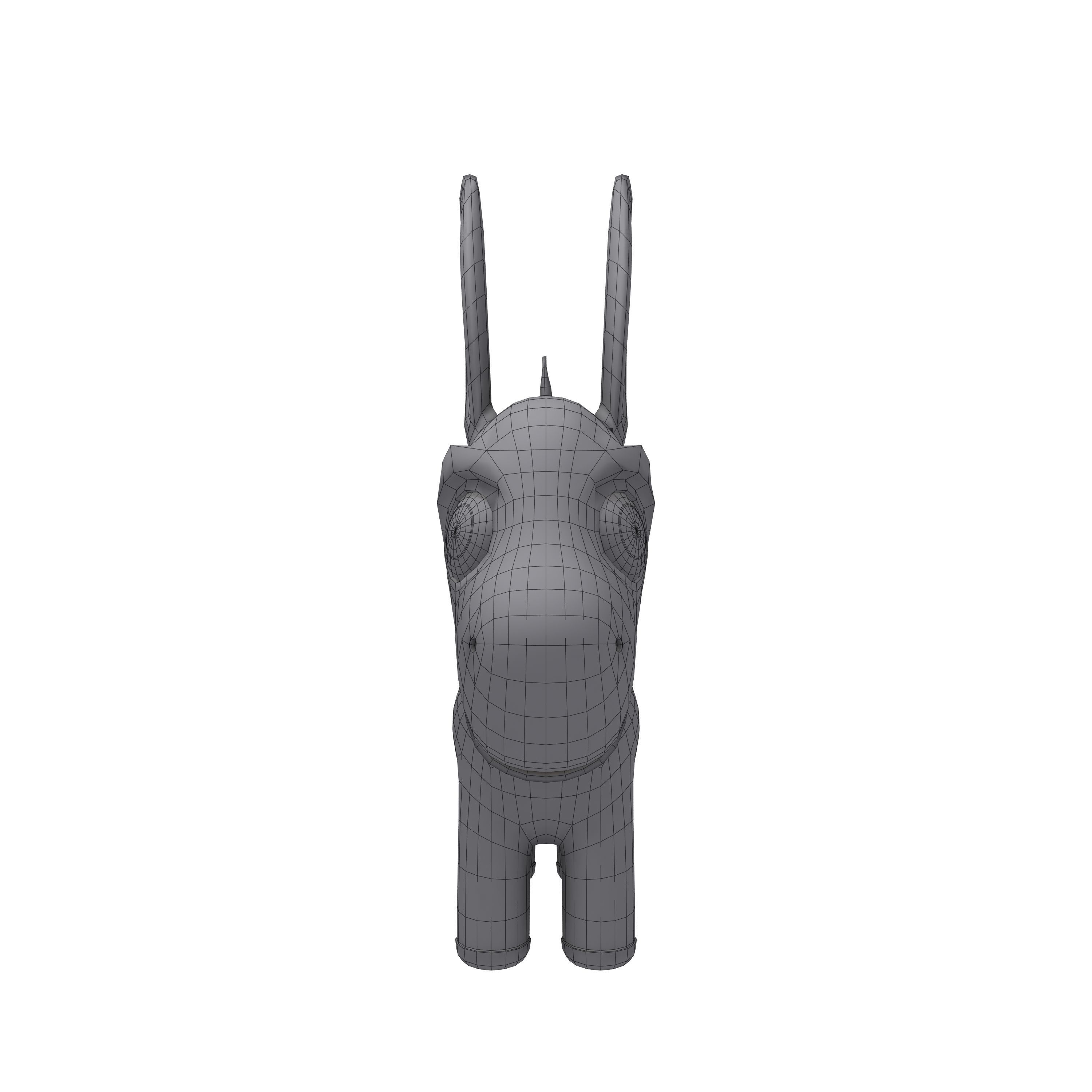 Donkey cartoon 3D model_4