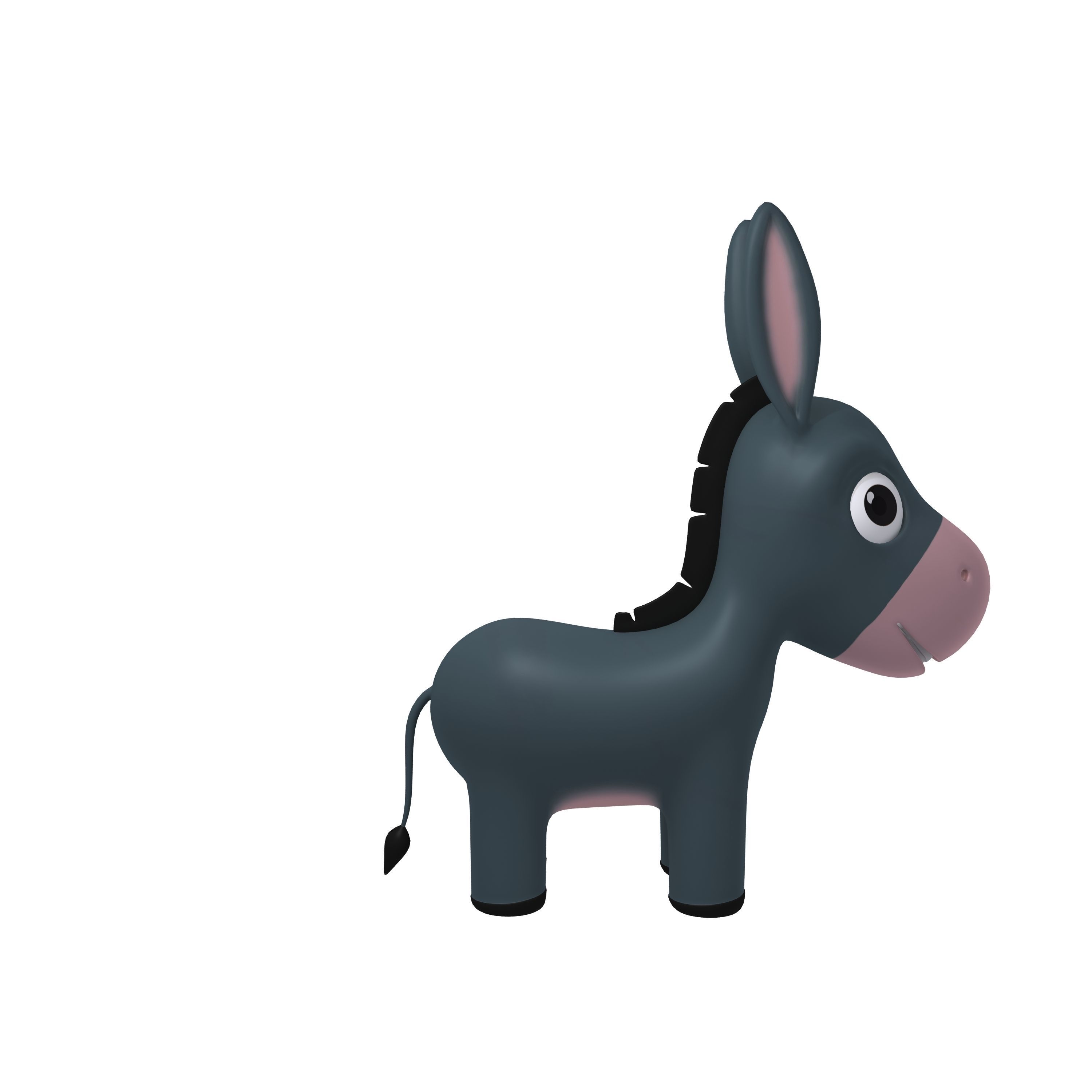 Donkey cartoon 3D model_2
