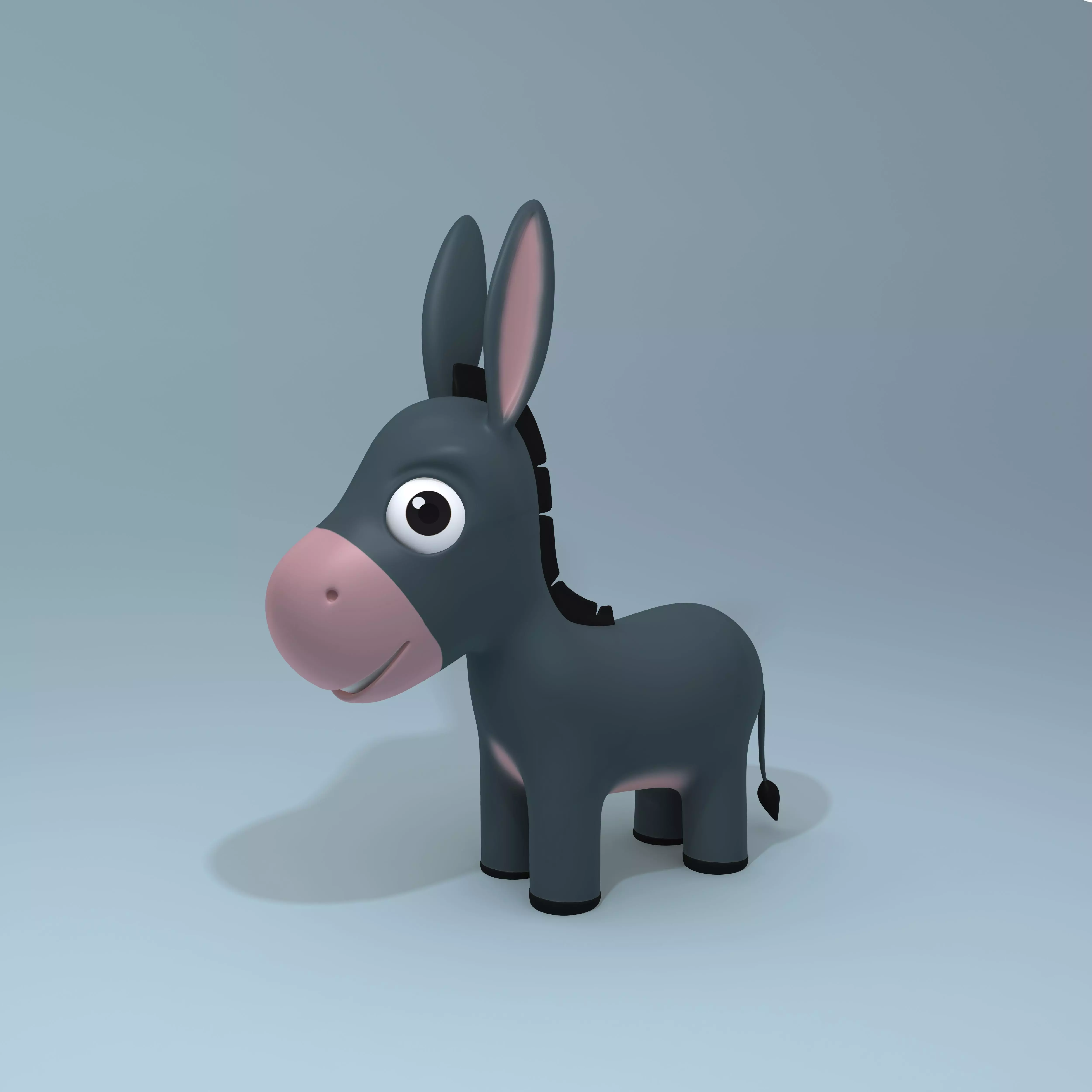 Donkey cartoon 3D model_0