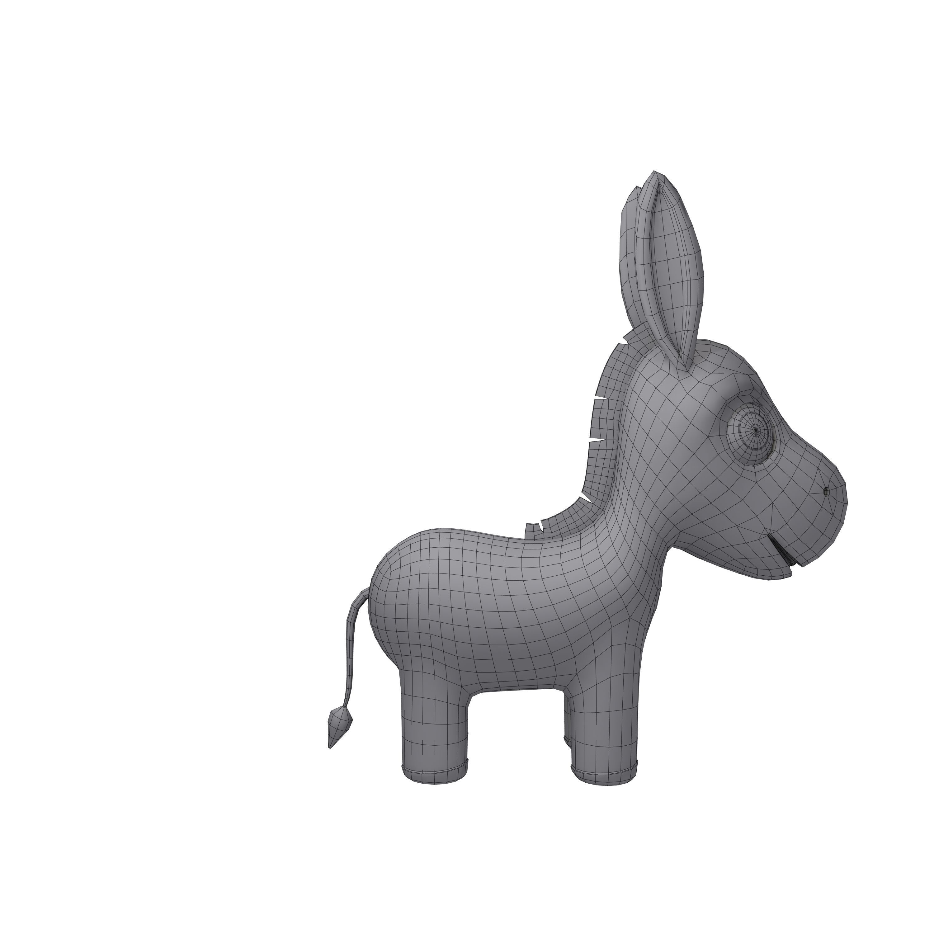 Donkey cartoon 3D model_5