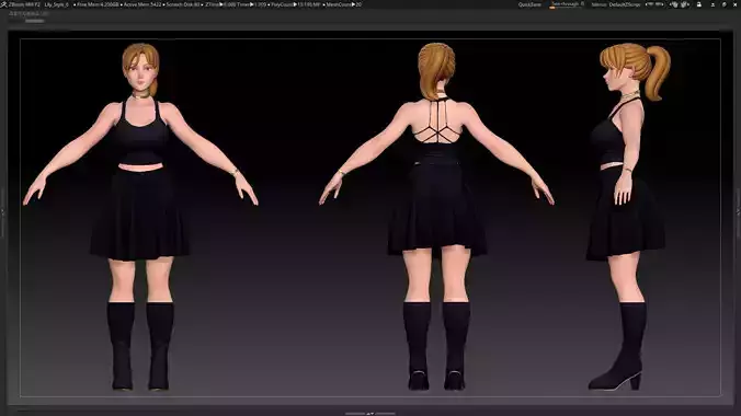 ZBrush Stylized Character Female Base Mesh No18 Style 6 3D model