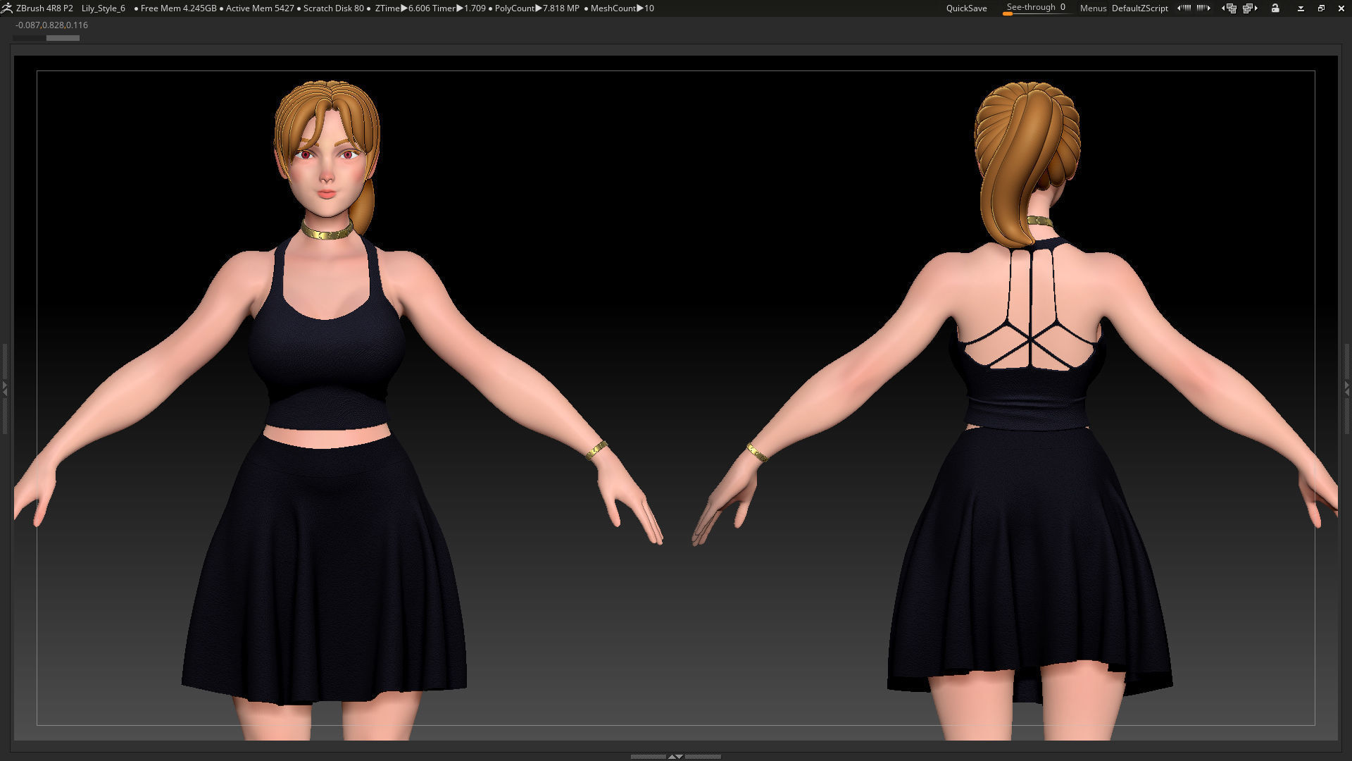 ZBrush Stylized Character Female Base Mesh No18 Style 6 3D model_1