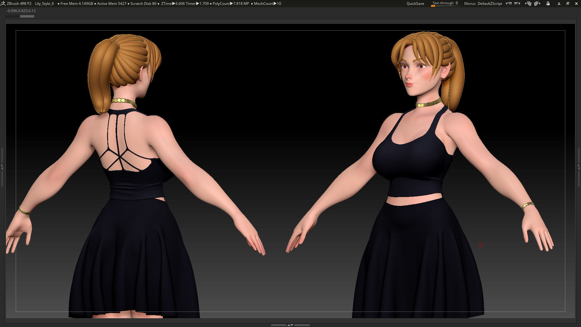 ZBrush Stylized Character Female Base Mesh No18 Style 6 3D model_3