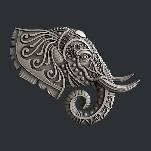 3d STL models for CNC router or 3d printer  elephant 3D model