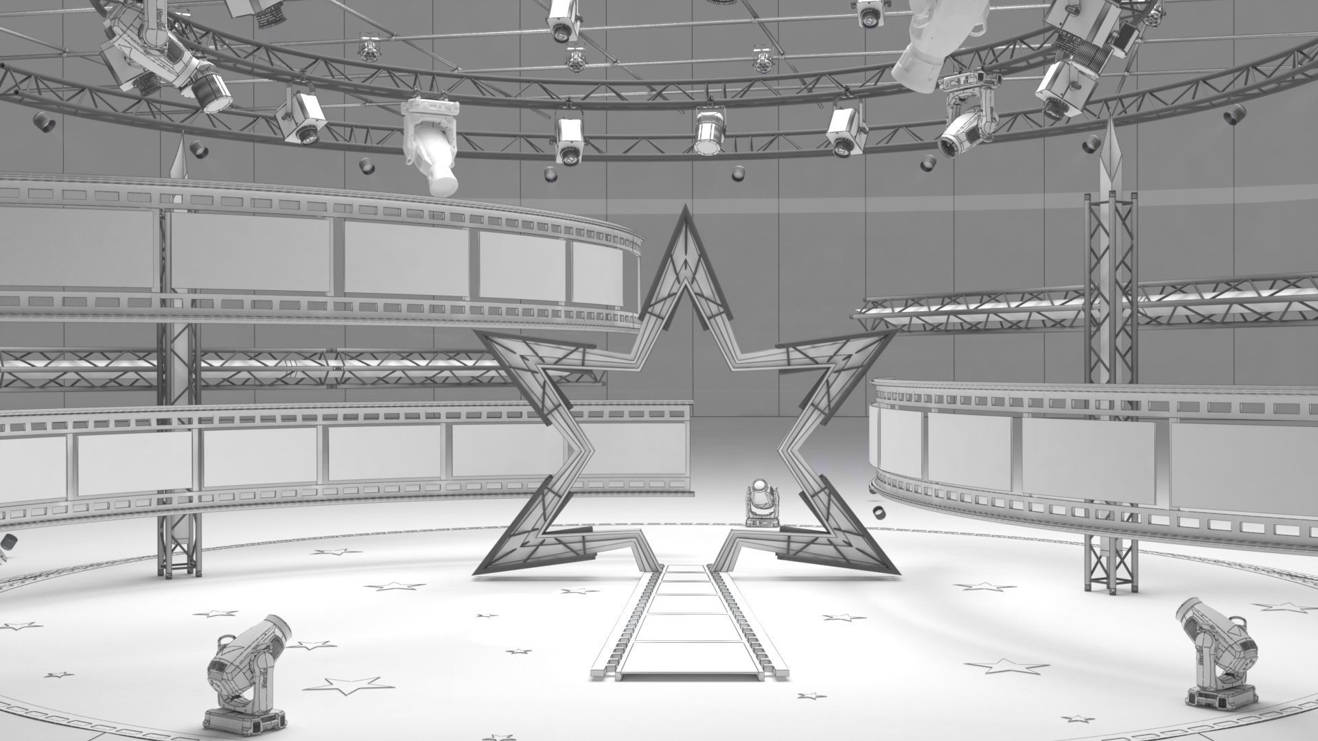 Virtual TV Studio Entertainment Set 4 3D model_9