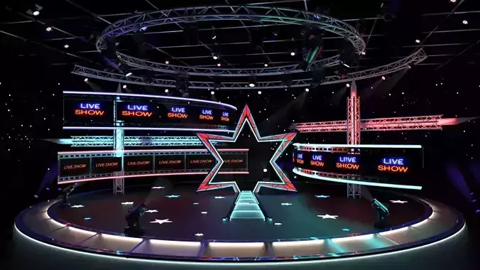 Virtual TV Studio Entertainment Set 4 3D model