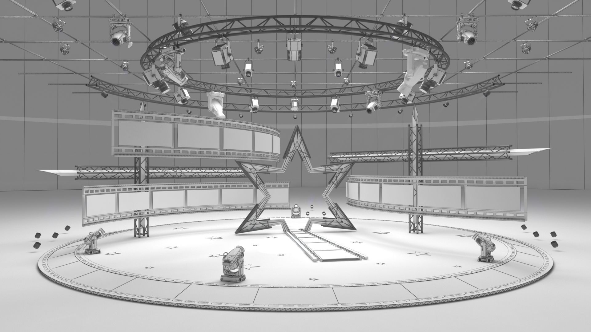Virtual TV Studio Entertainment Set 4 3D model_3